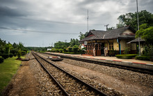 Little Train Station In Countryside
