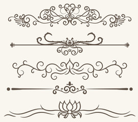 Vector set of decorative elements,  frame and line vintage style