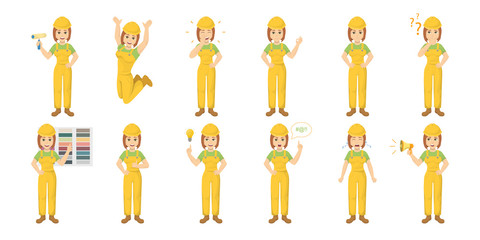 Female worker emoji set.