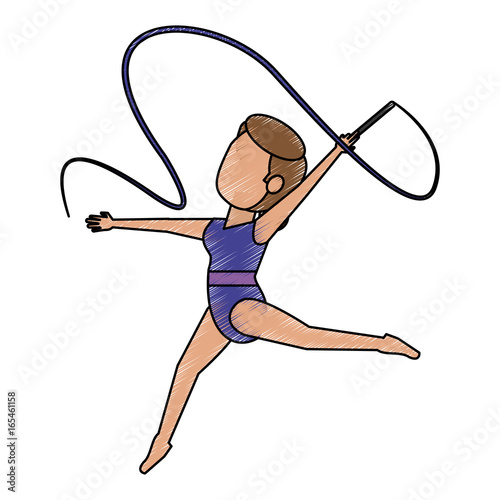 Colorful doodle artistic gymnast over white background vector