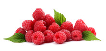 Ripe Raspberries Isolated On White Background Close Up