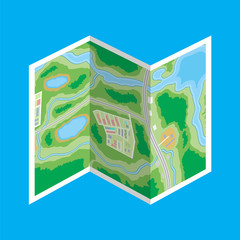 Poster - Folded paper city map icon