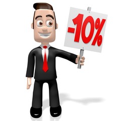 Canvas Print - 3D businessman with transparent -10% off.