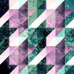 Poster - Seamless background pattern. Geometrical Hounds-tooth pattern in abstract grunge style.