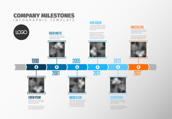 Wall Mural - Infographic Timeline Template with photos