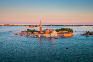 Wall Mural - Top view of old town Vanice at sunset