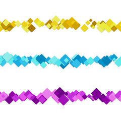 Poster - Repeatable square pattern paragraph separator line design set - vector elements from colored diagonal rounded squares