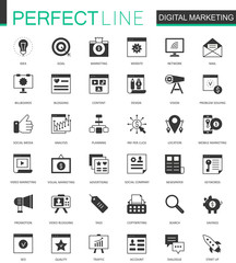 Aufkleber - Black classic Digital Marketing web icons set.
