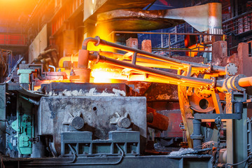 Wall Mural - Blast furnace smelting liquid steel in steel mills