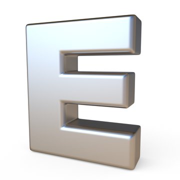Metal font LETTER E 3D