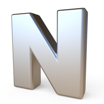 Metal font LETTER N 3D