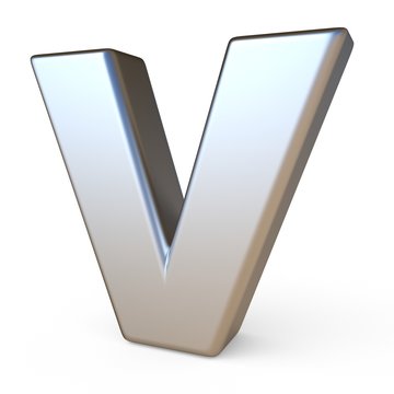 Metal font LETTER V 3D