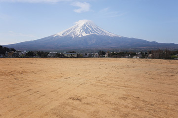 Vacant land of rural areas and have Mount Fuji in the daytime.