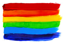 Abstract Acrylic Hand Painted Background. Watercolor Rainbow Flag. Symbol Of Lgbt, Peace And Pride.