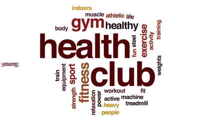 Canvas Print - Health club animated word cloud, text design animation.