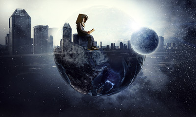 Wall Mural - One day I will go to space . Mixed media