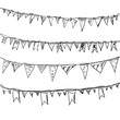 Hand drawn doodle bunting flags set.