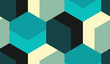 50s style geometric hexagon grid seamless in black and blue