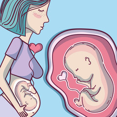 Wall Mural - baby inside uterum and medication process