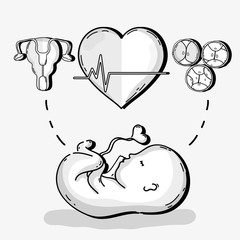 Sticker - baby inside uterum