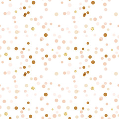 Poster - Modern Abstract Vector  Confetti Background. Seamless pattern in soft pastel colors and golden glitters. Festive party repeat.