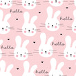 seamless cute bunny rabbit pattern vector illustration