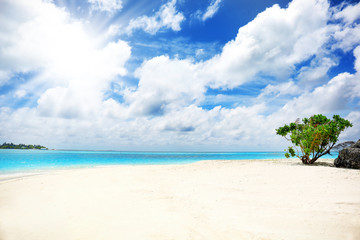 Sticker - View of beautiful beach at tropical resort