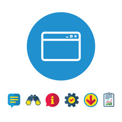 Poster - browser window icon. internet page symbol. website empty template sign. information, report and spee