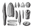 Stone age tools collection / vintage illustration 
