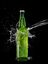 Green Beer Bottle Splash
