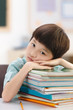 © View Stock - Portrait school boy with stack of books