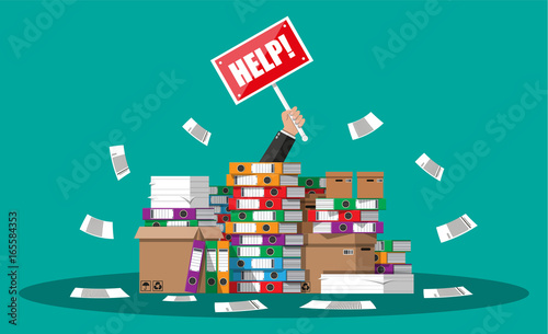 Cuadros en Lienzo Businessman in pile of office papers