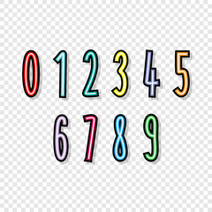 Poster - Set colorful numbers, Vector cartoon kids figures, Number icon