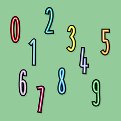 Poster - Set colorful numbers, Vector cartoon kids figures, Number icon
