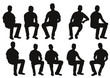 © zolotons - Vector, isolated, silhouette man sitting, collection