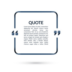 Quote box. Speech bubble. Blank frame for citations. Text in brackets. Vector illustration