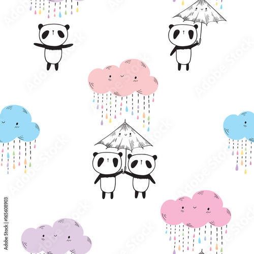 bezszwowy-wzor-z-slicznymi-pandami-parasolami-i-barwionymi-smiesznymi-chmurami