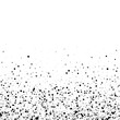 Dense black dots. Scatter bottom gradient with dense black dots on white background. Vector illustration.