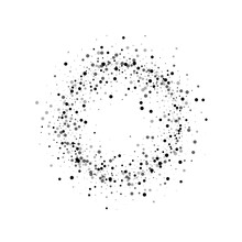 Dense Black Dots. Small Circle Frame With Dense Black Dots On White Background. Vector Illustration.