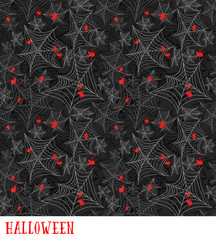 cobweb seamless pattern. vector halloween background. spider s gossamer on the black.