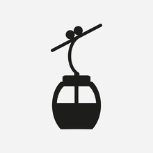 Ski Cable Lift Icons For Ski And Winter Sports.