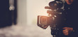 Leinwandbild Motiv Video camera / videographer close up / cameraman / movie