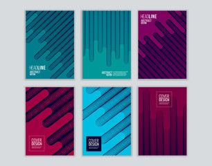 Poster - Set of cover design with background of geometric lines. Modern design