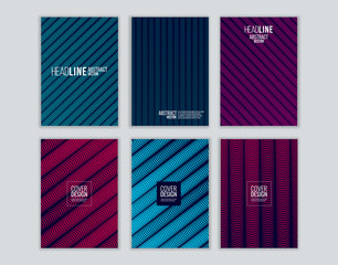 Poster - Set of cover design with background of geometric lines. Modern design