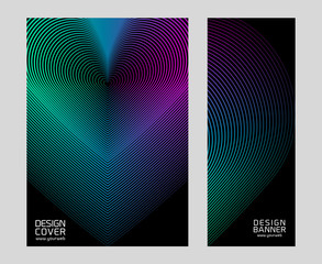 Poster - Cover design with heart background. Modern design of geometric lines