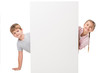 © LIGHTFIELD STUDIOS - adorable little children holding blank banner isolated on white
