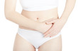 © andersphoto - Woman with abdominal pain isolated on white, clipping path