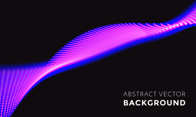 Poster - Neon LED light 3D wave glowing flow twisted motion vector technology background