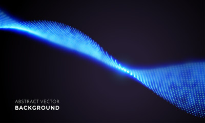 Poster - Neon LED light 3D wave glowing flow twisted motion vector technology background