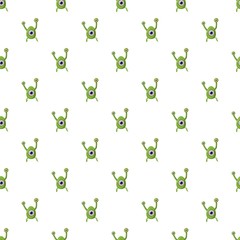 Canvas Print - Green one eye alien monster pattern